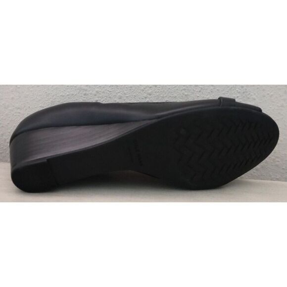 Cole Haan W31648 Women's Sz 5.5B Black Leather Malta Peep Toe Wedges - Picture 8 of 11